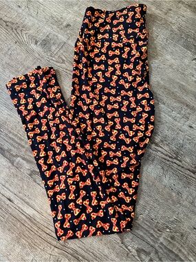 LuLaRoe One Size Leggings - Pizza Bows & Polka Dots - Unicorn Print - NWOT